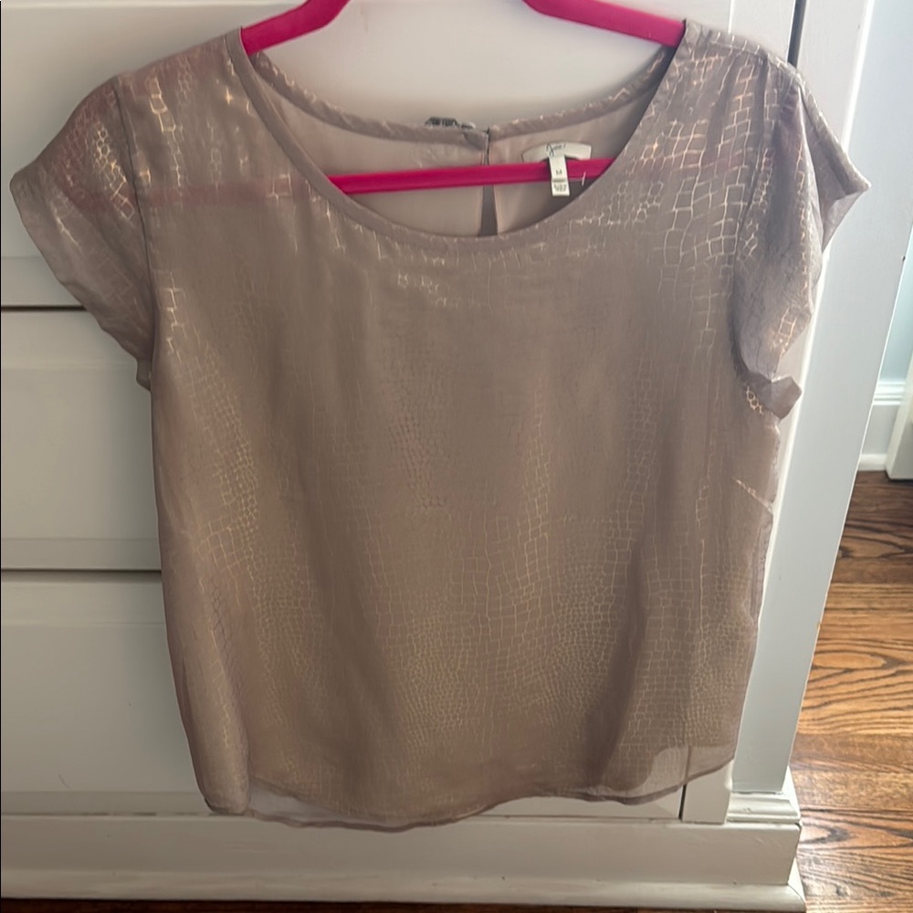 Joie Gray & Gold Short Sleeve Blouse